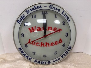Fantastic Working Original 1950s WAGNER LOCKHEED Parts &amp Brake Fluid Bubble Glass Advertising Clock&nbsp