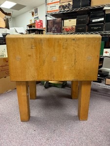 Excellent Original Antique Heavy Duty Butcher Block Table