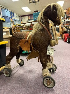 Original Antique Early 1900s Ride-On Horse Pull Toy #1