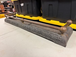 Ornate Antique Architectural Iron &amp Copper Fireplace Bumper
