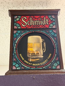 vintage SCHMIDT Stained Glass Style Beer Sign