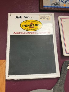 Orig Vintage 1960s PENNZOIL Metal Chalkboard Tin Sign
