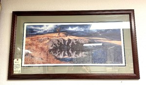 Excellent Large Framed BEV DOOLITTLE Signed Numbered Print - Calling the Buffalo