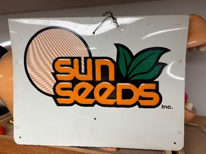 Vintage Double Sided Metal SUN SEEDS Advertising Farm Sign