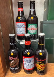 5 Large Glass Beer Bottle Banks
