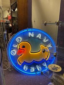 Large Working Genuine OLD NAVY Store Round Neon Sign wDuck