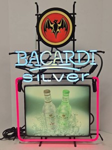 Working Bacardi Silver Lighted Neon Bar Sign