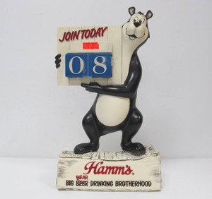 Original Vintage HAMMS Bear Advertising Date Calendar Statue