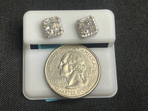 Moissanite Stud Earrings - Sterling Silver 2.69 CTW - $799 Retail Tag