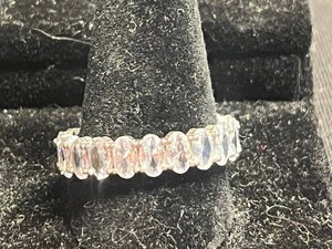 Sterling Silver Moissanite Ring - Eternity-Style Band