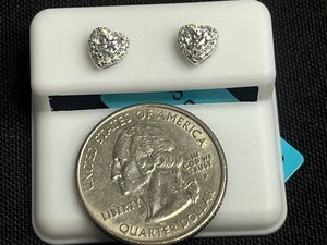 Moissanite Stud Earrings - Sterling Silver Heart 0.76 CTW - $599 Retail Tag