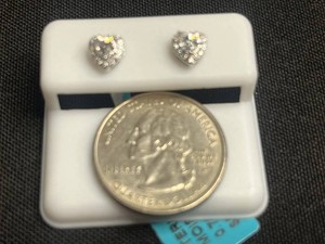 Sterling Silver Heart Stud Earrings - Moissanite 0.76 CTW VVS D Color - $599 Retail Tag