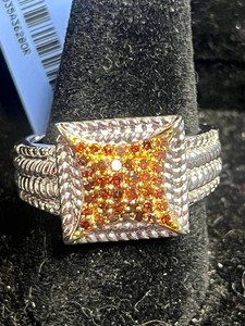 Orange Diamond Ring - Silver Size 8 - $780 Retail Tag