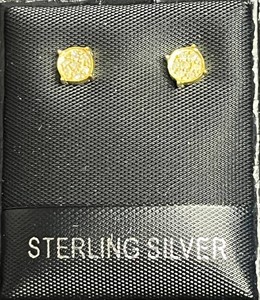 Sterling Silver Diamond Stud Earrings - Retail Tag $434