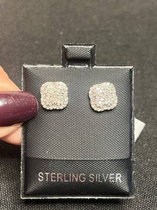 Diamond Stud Earrings - Sterling Silver 0.71ct Pair - $2,172 Retail Tag