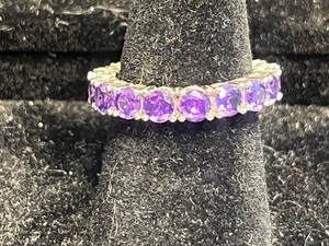 Amethyst CZ Sterling Silver Ring SZ 5