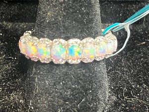 Opal Ring - 925 Sterling Silver White Opal Size 8 - Retail Tag $499