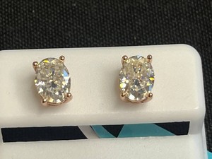 Rectangle Sterling Silver Moissanite Stud Earrings - 3.00 CTW VSD Color - $699 Retail Tag