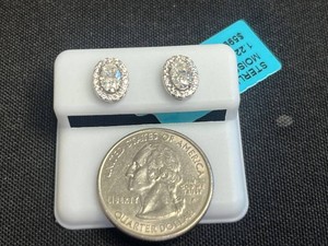 Oval Moissanite Earrings - Sterling Silver 1.22 CTW VVS D Color 0 - Retail Tag $599