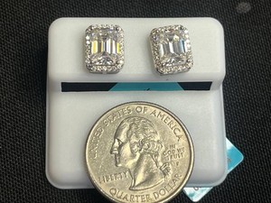 Sterling Silver Moissanite Earrings 4.27 CTW WSD Color - Retail Tag $799