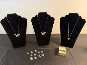 Costume Jewelry Group - Eagle Charms, Necklaces & Earrings