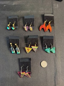 Art Glass Earrings - Colorful Dangle Assortment (Lot of 7)