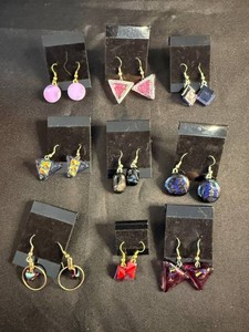 Art Glass Dangle Earrings - Assorted Designs (Lot of 9)