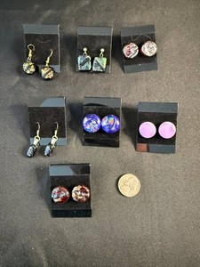 Earrings - Decorative Glass Designs (7 Pairs)