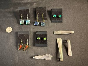 Costume Jewelry & Silverware Mixed Lot - Earrings & Flatware Pieces for Jewelry Making