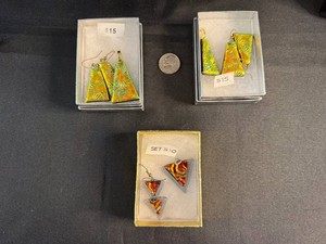 Artisan Jewelry Mixed Lot - Iridescent Triangle Earrings & Pendants