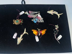 Costume Jewelry Brooches - Figural Fish, Mouse, Dragonfly & Spider (Lot of 6)