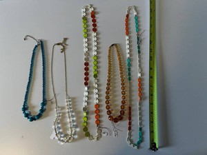 Costume Jewelry Necklaces - Assorted Beaded & Linked-Disc Styles (Lot of 5)