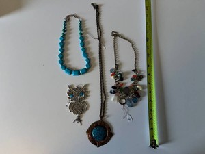 Costume Jewelry - Turquoise Necklaces, Pendants & Charms (Lot of 4)