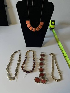 Costume Jewelry Mixed Lot - 5-Piece Statement Necklace and BraceletClip on Earring Set