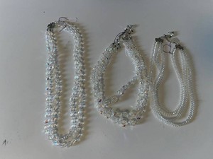 Clear Beaded Necklaces - Multi-Strand Group (Lot of 3)