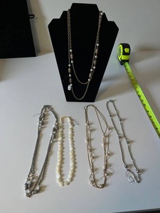 Costume Jewelry Necklace Assortment - Gold, Silver & White Bead Designs