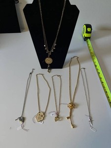 Costume Jewelry Necklaces - Gold-Tone & Silver-Tone Pendants (Lot of 6)