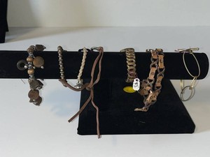 Costume Jewelry Bracelets Mixed Lot - Wood, Leather & Rhinestone Designs