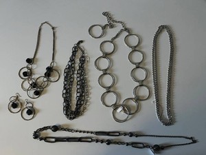 Costume Jewelry Mixed Lot - Chain Necklaces & Hoop Earrings