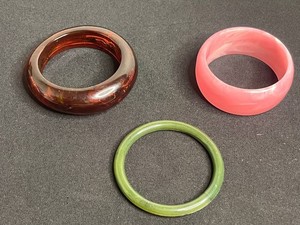 VTG Bangle Bracelets - Translucent Amber, Pink & Green (Lot of 3)