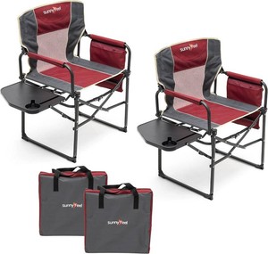 $130 SUNNYFEEL Oversized Camping Chair Portable Directors Chairs with Side Table