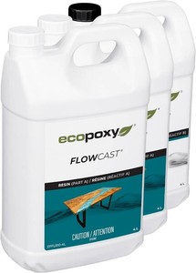 $250 EcoPoxy FlowCast Deep Pour Epoxy Resin Kit - 3.2 Gal  12L UVYellowing Resistant, Bio-Based Resin  Water Clear Epoxy for RiverOcean Tables and Other Deep Casting Bubble Free Epoxy Projects