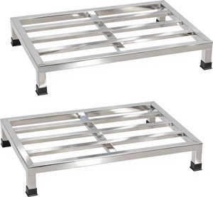 2 Packs Dunnage Rack 23.6x15.8x4inch Stainless Steel Dunnage Racks Commercial Food Service Storage Rack for Restaurants Kitchen Warehouse Supermarket