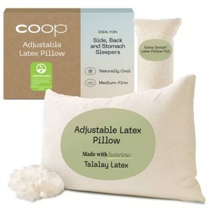 $145 Coop Home Goods Adjustable Latex Pillow Queen, with Talalay Latex & Microfiber Fill, Naturally Cooling, Eco-Friendly, Medium Firm Pillow for Back, Stomach or Side Sleepers