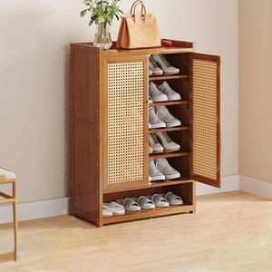 $200 Japanese Simple Shoe Cabinet Large Capacity Freestanding Storage Shoe Rack Home Entrance Porch Small Apartment Shoe Storage Organizer with Adjustable Shelves(Brown,60  32  94cm)