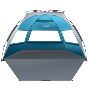 OutdoorMaster Pop up Beach Tent for 4 Person - Easy Setup and Portable Beach Shade Sun Shelter Canopy with UPF 50 UV Protection Removable Skylight Fa