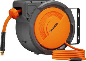 $160 Retractable Air Hose Reel, 38 x 80ft Hybrid Hose, Auto Rewind Enclosed Air Compressor Hose Reel with 180  Swivel Bracket, Max 300 PSI Mechanical reels for flexible hoses