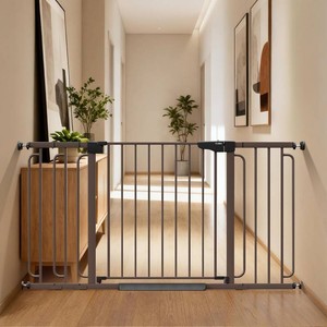 $142 Cumbor 36.6-59 Extra Wide Baby Gate for Stairs, Auto Close Dog Gate Brown