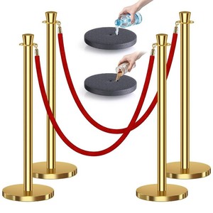 kaiyomi 4Pcs Stanchions and Velvet Ropes, Crowd Control Barriers (Gold)