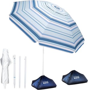 OutdoorMaster 7.2ft Beach Umbrellas for Sand with Sandbag & Anchor